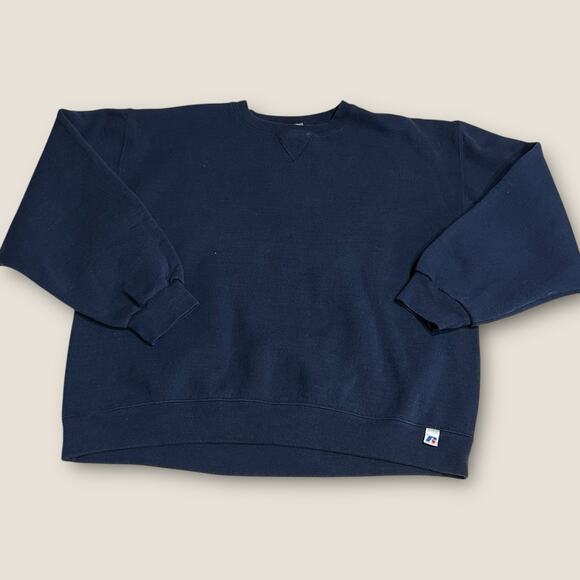 Vintage Russell Athletic Black Blue Sweatshirt Dri-Power Mens Medium 90s Y2K - Picture 2 of 8